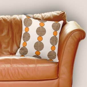 Modern Orange Circle Lines Repeat Pattern Throw Pillow