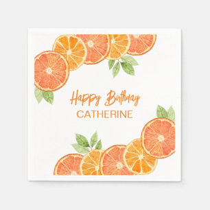Modern Orange Citrus Slice Summer Birthday Napkin