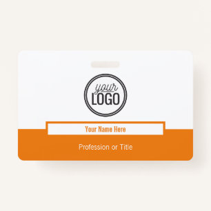 Modern Orange Colour Block Professional Name Tag Badge