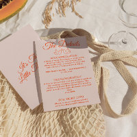 Modern Orange colourful Funky Retro Wedding Detail
