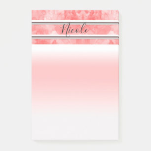 Modern Orange Coral Watercolor Stripe Personalized Post-it Notes