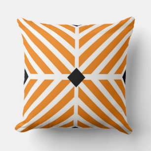 Modern Orange Diagonal Stripes Throw Pillow