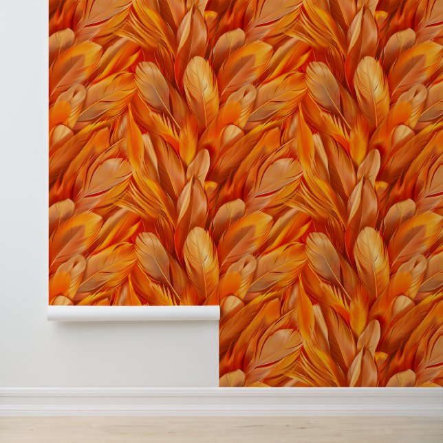 Modern orange feathers  wallpaper (Application)