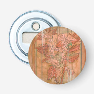 Modern Orange Floral Print on Stripped Background Bottle Opener