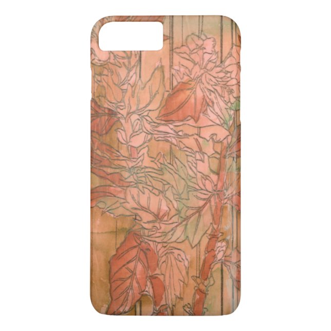 Modern Orange Floral Print on Stripped Background Case-Mate iPhone Case (Back)