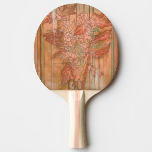 Modern Orange Floral Print on Stripped Background Ping Pong Paddle