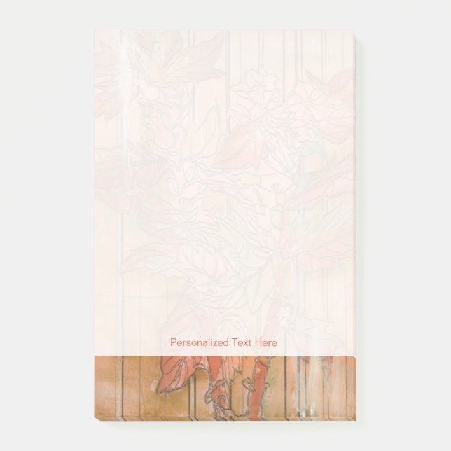 Modern Orange Floral Print on Stripped Background Post-it Notes (Front)