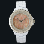 Modern Orange Floral Print on Stripped Background Watch<br><div class="desc">A Jennifer Goldberger original creation,  this modern orange floral print sits on a stripped background. The flowers almost blend in with the background. Let it blend in with the rest of your home by buying it today!</div>