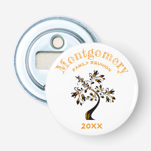 Modern Orange Floral Tree Family Reunion Memento Bottle Opener