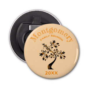 Modern Orange Floral Tree Family Reunion Memento Bottle Opener