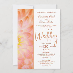 Modern Orange Floral Wedding Invitation