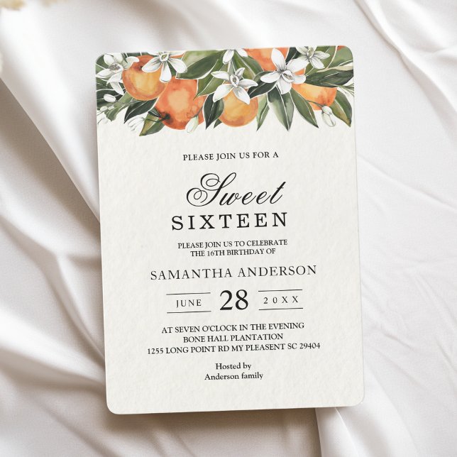 Modern Orange & Flowers Watercolor  Invitation (Creator Uploaded)