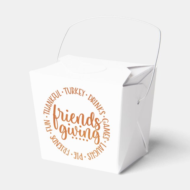 Modern Orange Friendsgiving Take Out Boxes (Front Side)