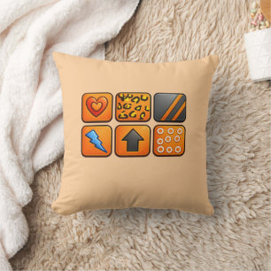 Modern Orange Geometric Design Throw Pillow