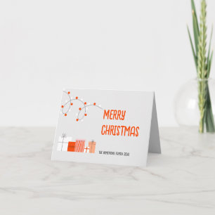 Modern Orange Gift Lights Minimalist Holiday Card