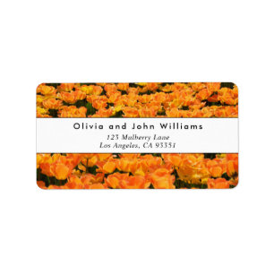 Modern Orange Gold Tulips Return Address Labels