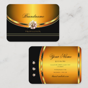 Modern Orange Golden Black Sparkling Rhinestones  Business Card