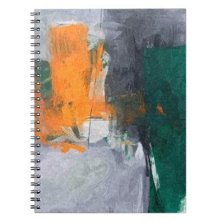 Modern Orange Green Gray Block Abstract Notebook