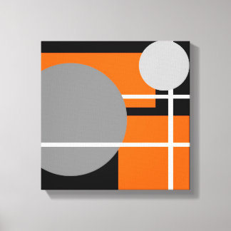 Modern Orange Grey Black White - Wrapped Canvas