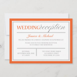 Modern Orange & Grey Wedding Reception Invitations