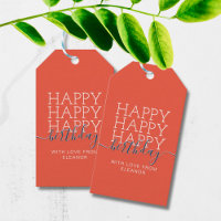 Modern orange Happy Birthday Gift Tags
