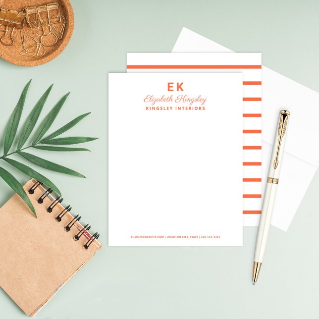 Modern Orange Initials Monogram Business Card (Creator Uploaded)