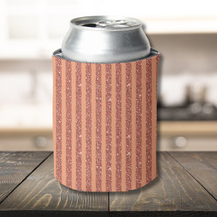 Modern Orange Mango Glitter Style Vertical Stripes Can Cooler