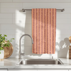 Modern Orange Mango Glitter Style Vertical Stripes Kitchen Towel