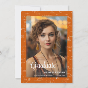 Modern Orange Math Photo College Graduation Announcement