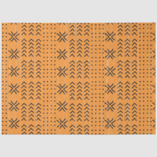 Modern Orange Mudcloth African Pattern Tissue Paper