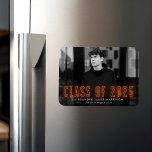 Modern Orange Neon Class of 2025 Photo Graduation Magnet<br><div class="desc">Announce your grad's special achievement with our neon graduation magnets. The modern graduation magnet displays the graduate's horizontal photo with "Class of 2025" in orange neon lettering. Personalize the photo graduation magnet by adding the graduate's name and school name. The graduation photo magnet is perfect for both high school and...</div>