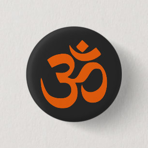 Modern Orange Om 1 Inch Round Button