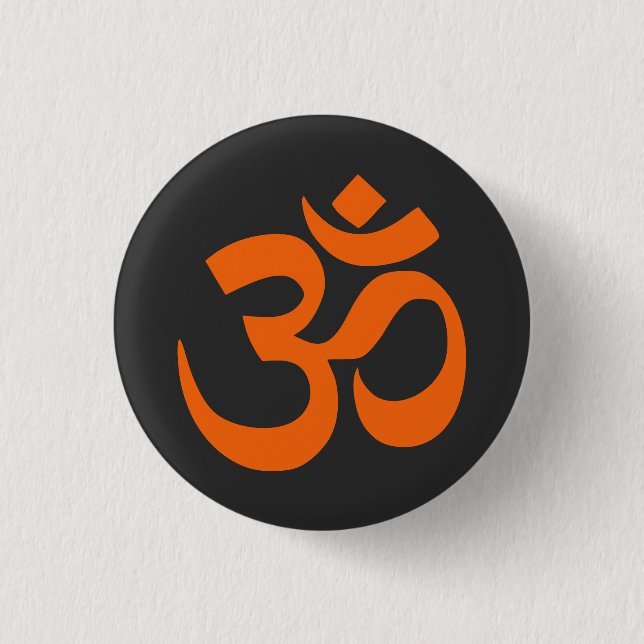 Modern Orange Om 1 Inch Round Button (Front)