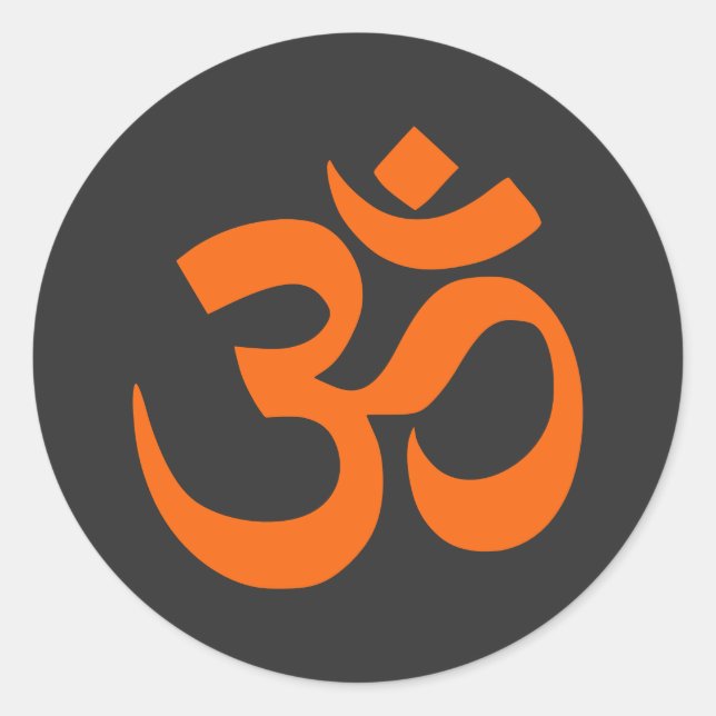 Modern Orange Om Classic Round Sticker (Front)