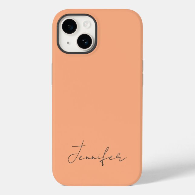 Modern Orange Pastel Chic Script Personalized Case-Mate iPhone Case (Back)