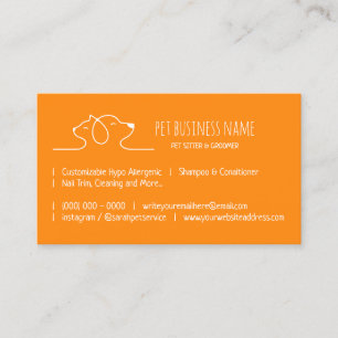 Modern Orange Petsitter dog cat logo veterinary Business Card
