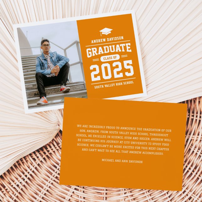 Modern Orange Photo Graduation Announcement (Creator Uploaded)