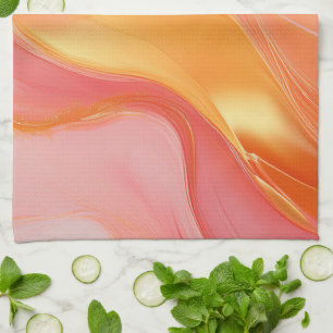 Modern Orange Pink and Gold Abstract Luxury- Kitchen Towel