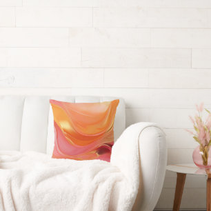Modern Orange Pink and Gold- Throw Pillow