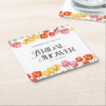 Modern Orange Pink  Tulips Floral Bridal Shower Square Paper Coaster<br><div class="desc">Add a charming floral touch to your celebration with this Modern Orange Pink Tulips Floral Bridal Shower Square Paper Coaster. Featuring delicate tulip blooms in soft orange and pink hues, paired with elegant modern typography, this stylish coaster brings a fresh and romantic feel to your bridal shower décor. Perfect for...</div>