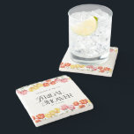 Modern Orange Pink  Tulips Floral Bridal Shower Stone Coaster<br><div class="desc">Add a charming floral touch to your celebration with this Modern Orange Pink Tulips Floral Bridal Shower Square Stone Coaster. Featuring delicate tulip blooms in soft orange and pink hues, paired with elegant modern typography, this stylish coaster brings a fresh and romantic feel to your bridal shower décor. Perfect for...</div>