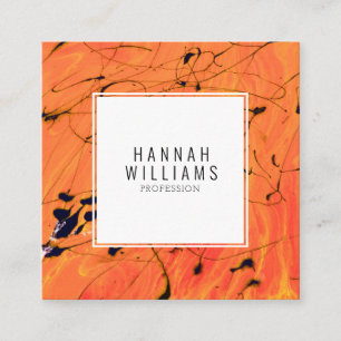 Modern Orange QR Code Terracotta Paint Pattern     Square Business Card