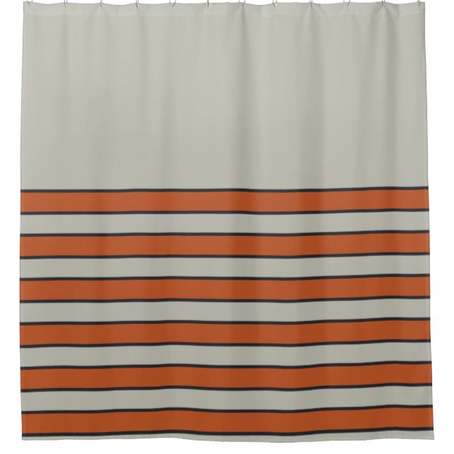 Modern Orange Red Silver Grey Stripe Pattern (Front)