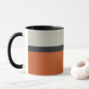 Modern Orange Red Silver Grey Stripe Pattern Mug