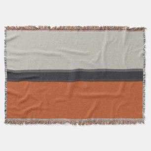 Modern Orange Red Silver Grey Stripe Pattern Throw Blanket
