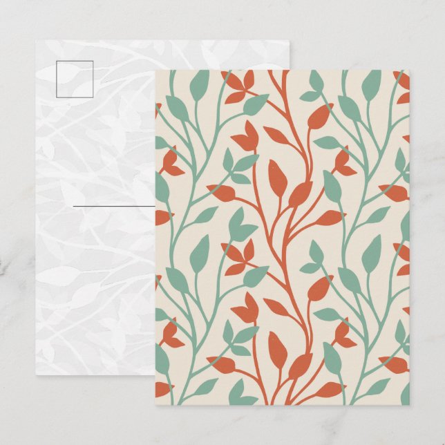 Modern Orange Sage Botanical Vine Postcard (Front/Back)