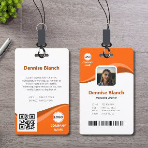 Modern Orange Shade, bar code, qr code ID card Badge