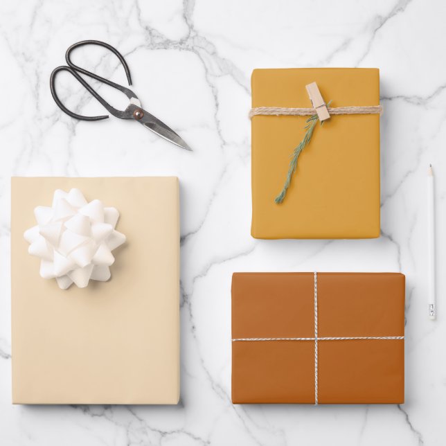 Modern Orange Solid Colour Wrapping Paper Sheets (Front)