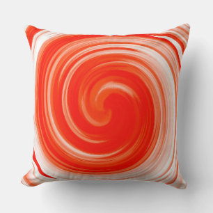 Modern Orange Swirl Abstract Art Throw Pillow