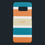 Modern Orange Teal Blue Wide Stripes Monogram Case-Mate Samsung Galaxy S8 Case<br><div class="desc">Modern Orange Teal Blue Wide Stripes Monogram phone case with stylish shades of turquoise teal, pumpkin orange, and vanilla cream, with space for your custom monogram. Created by Zazzle pro designer BK Thompson © exclusively for Cedar and String; please contact us if you need assistance, have questions, or would like...</div>